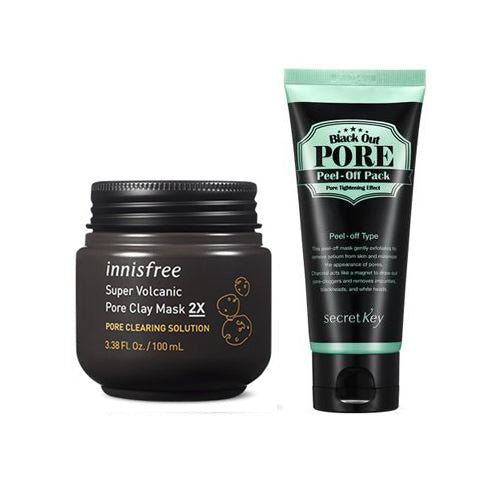 [Secret Key] Black Out Pore Peel Off Pack 100ml + [Innisfree] Super Volcanic Pore Clay Mask 2X 100ml