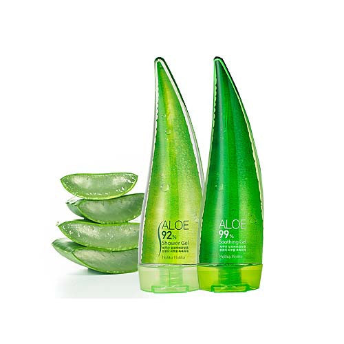 [SET][Holika Holika] Aloe 99% Soothing Gel 250ml + Aloe 92% Shower Gel 250ml - Cosmetic Love
