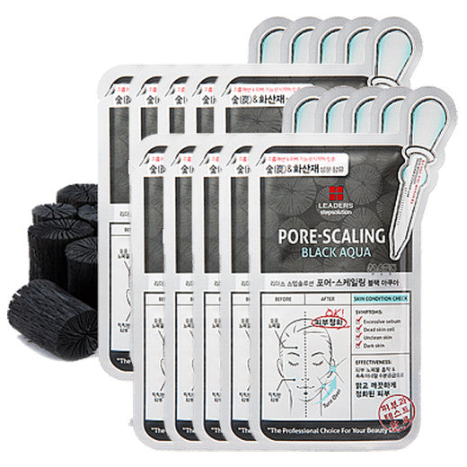 [Leaders] Step Solution Pore-Scaling Black Aqua Mask 25ml * 10ea - Cosmetic Love