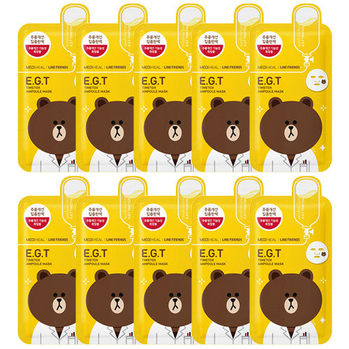 [Mediheal] Line Friends E.G.T Timetox Ampoule Face Mask Sheet 27ml X 10PCS - Cosmetic Love