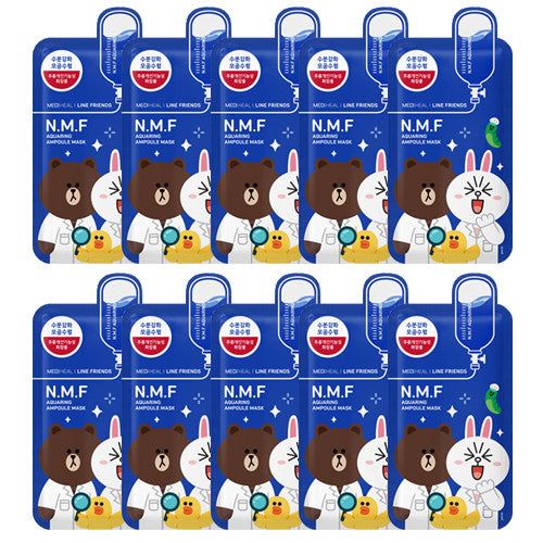 [Mediheal] Line Friends N.M.F Aquaring Ampoule Mask 27ml x 10PCS - Cosmetic Love