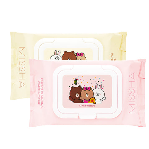 [Missha][LINE Friends Edition] Super Aqua Perfect Cleansing Water In Tissue 200ml 30sheets