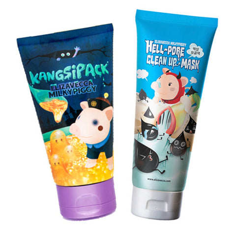 [SET] [Elizavecca] Hell Pore Clean Up Mask 100ml +24 Gold Kangsi Pack 120ml - Cosmetic Love