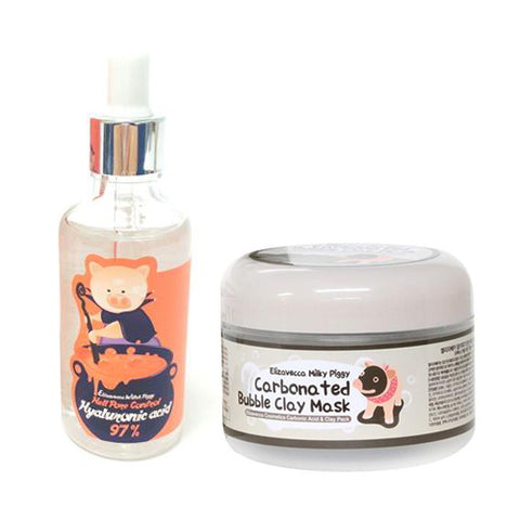 [SET] Milky Piggy Carbonated Bubble Clay Mask 100g + Witch Piggy Hell Pore Control Hyaluronic acid 97% 50ml