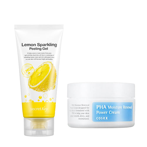 [SET][Secret Key] Lemon Sparkling Peeling Gel+[Cosrx] PHA Moisture Renewal Power Cream 50ml