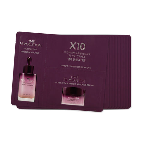 [Sample] [Missha] Time Revolution Night Repair Probio Ampoule & Probio Ampoule Cream x 10PCS