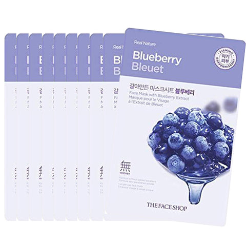 [The Face Shop] Real Nature Mask Sheet 20g #BlueBerry x 10pcs